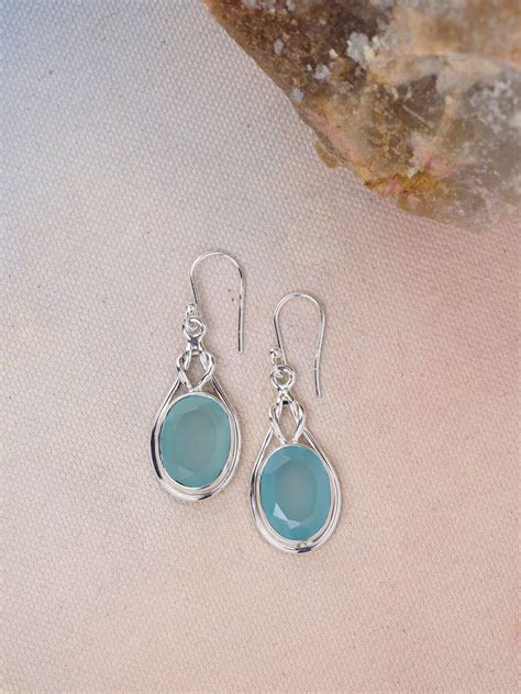 Aqua Chalcedony Gemstone Solid Sterling Silver Designer Etsy