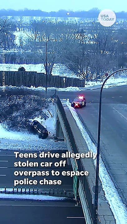 Teens Drive Car Off Overpass To Escape Police During High Speed Chase