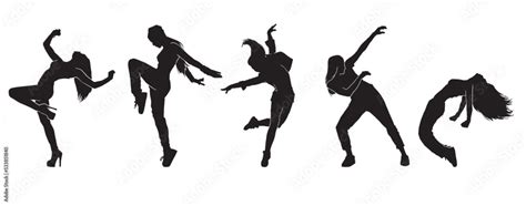 Set Of Silhouette Of A Woman Dancing Silhouettes Of Sexy Beautiful