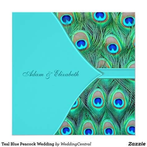 Teal Blue Peacock Wedding Invitation In 2021 Peacock Wedding Invitations Purple