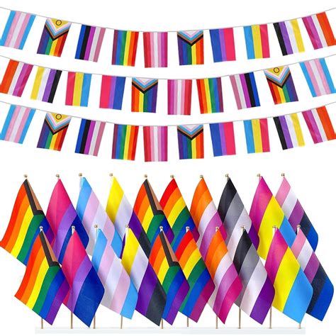 PCS Pride Flag Bunting Set Gay Pride Accessories Rainbow Buntings