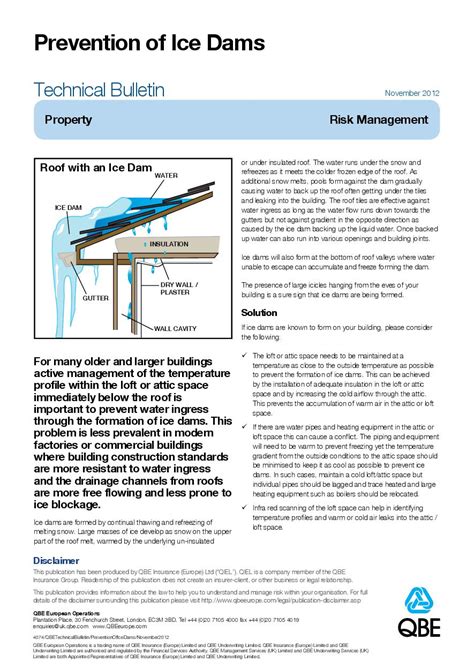 Prevention of Ice Dams - QBE European Operations