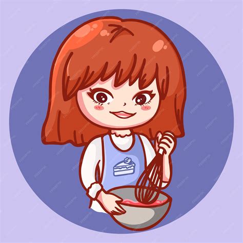 Premium Vector Cute Girl Chibi Hand Drawn Chef And Bakery Logo Cartoon Art Illustration