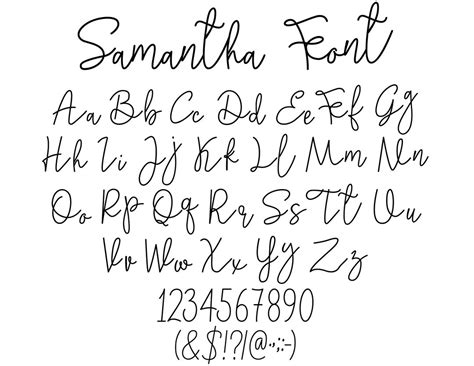 Samantha Font Svg Handwritten Font Svg Cursive Font Svg Handwritten