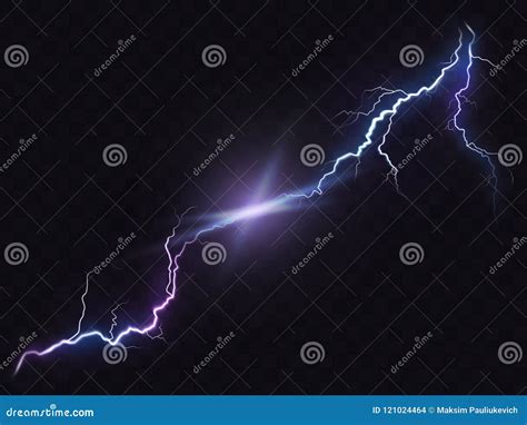 Illustration Of A Realistic Style Of Bright Glowing Lightning Isolated