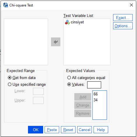 Tek Örneklem Ki Kare Testi SPSS Resimli SPSS YARDIMI İSTATİSTİK