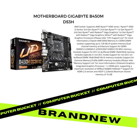 MOTHERBOARD GIGABYTE B450M DS3H | Lazada PH