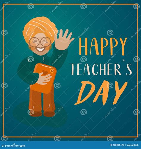 Happy Teachers Day Postcard Template Happy World Hindi Teacher`s Day Set Illustration Worker Set ...