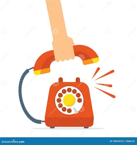 Retro Style Red Telephone Ringing Pick Up The Phone Stock Vector