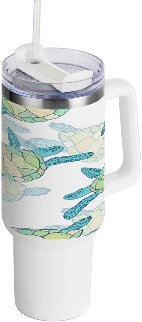 Skysonic 40oz Sea Turtle Tumbler With Lid And Straw Travel Coffee Mug