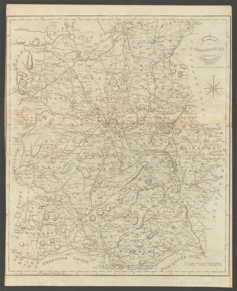 A Map Of Shropshire From The Best Authorities County Map Cary 1806 Old