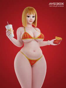 Mei Hentai Art Bikini Huge Thighs Big Breasts Orange Hair