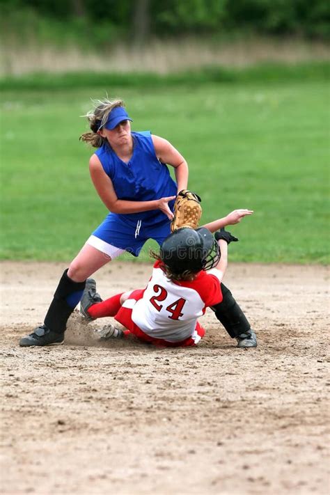 Girl S Softball Outfielders Editorial Stock Image - Image of opposition ...