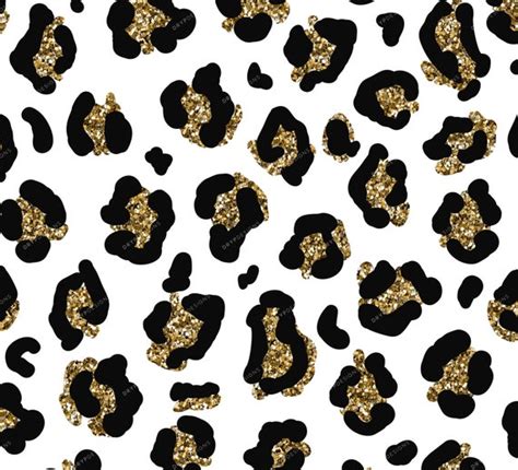 Black Gold Glitter Leopard Print Png Seamless Leopard Etsy