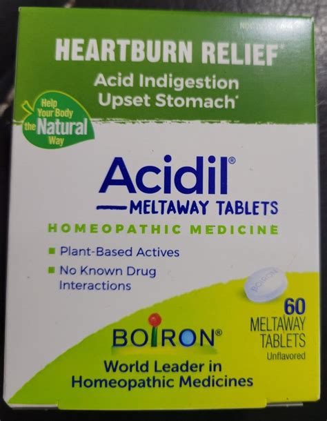 Boiron Acidil Meltaway Tablets Unflavored Tabs Expires Ebay