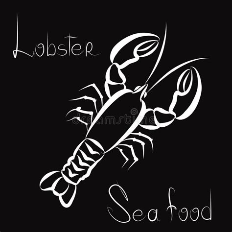 Lobster Icon Sea Food Menu Label Fish Restraunt Background Stock