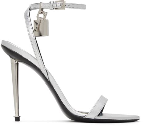 TOM FORD Silver Padlock Pointy Naked Sandals TOM FORD