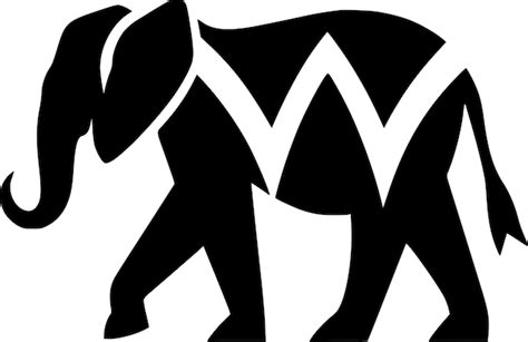 Ilustración vectorial de elefante en blanco y negro Vector Premium