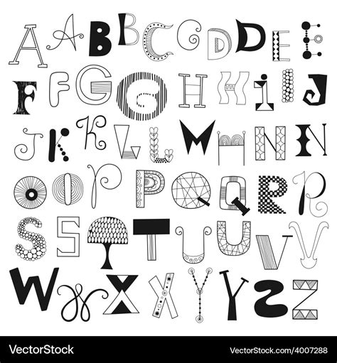 Hand Drawn Alphabet Letters From A To Z Royalty Free Vector