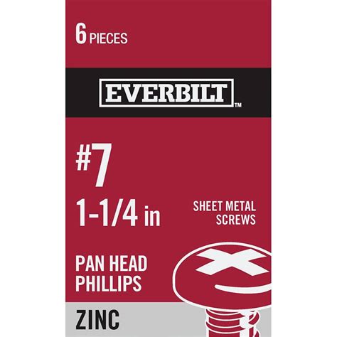 Everbilt 7 X 1 1 4 In Phillips Pan Head Zinc Plated Sheet Metal Screw