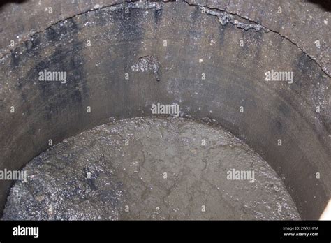 A Toilet Is Filled In A Sewage Pit A Sewage Pit Is Open Stock Photo