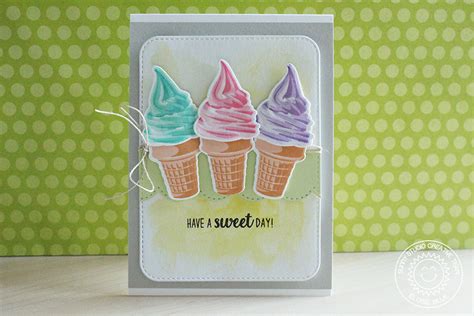 Sunny Studio Two Scoops Ice Cream Cone Trio Birthday Card With Eloise