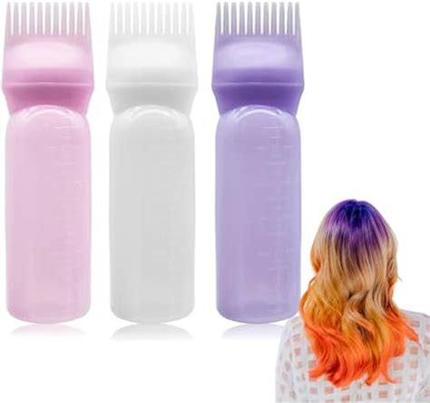 3pcs 6oz Large Capacity Root Comb Applicator Bottle Hair Dye Brushroot