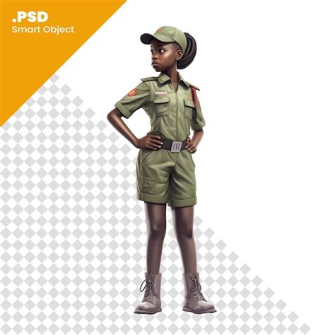 Retrato De Corpo Inteiro De Um Soldado Afro Americano Feminino Em