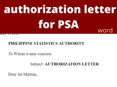 Authorization Letter Sample For Psa