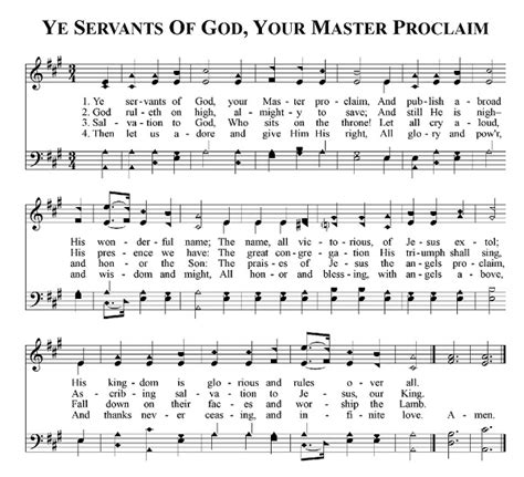 Christian Hymns Songs Y Ye Servants Of God Your Master Proclaim