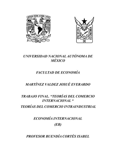 Trabajo Final Econom A Internacional Universidad Nacional Aut Noma