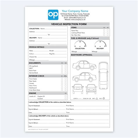 Vehicle Inspection Checklist Form Infoupdate Org