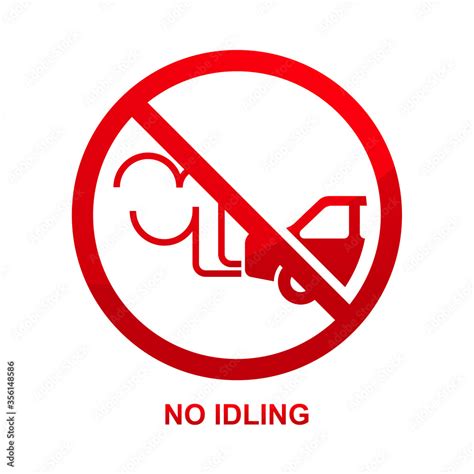 No Idling Sign Isolated On White Background Vector Illustration Stock