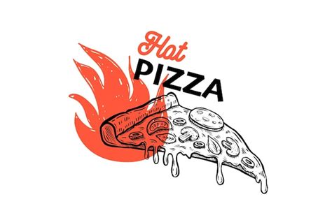 Premium Vector Hot Pizza Hand Drawn Illustrations Vector