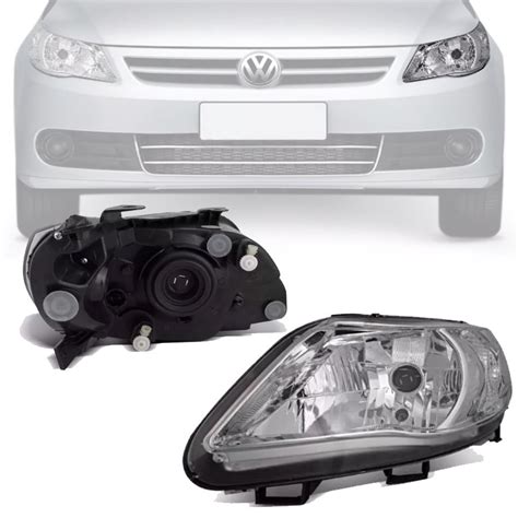 Farol Gol Saveiro Voyage G5 Gv 2009 A 2012 Foco Simples Cromado Lado