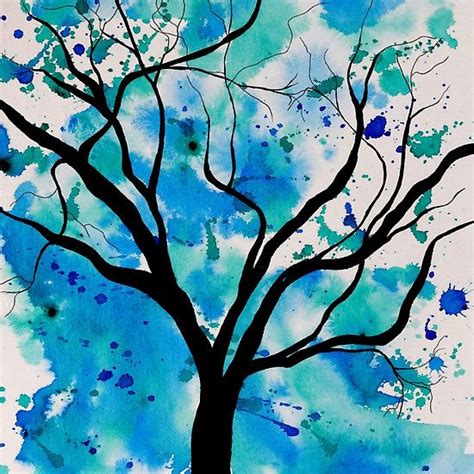 Blue Abstract Tree Drawing by traceyeverart | Tree drawing, Abstract ...