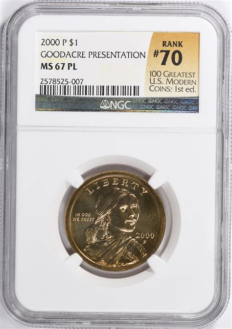 2000 P Sacagawea Dollar Goodacre Presentation NGC MS 67 PL 100