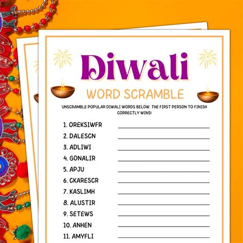 Diwali Games, Diwali Word Scramble, Diwali Party Games, Festival of ...