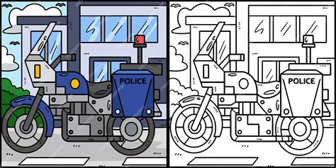 Politie Motorfiets Kleurplaat Illustratie Premium Vector