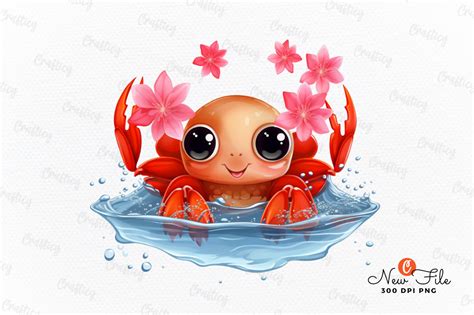 Cute Baby Red Crabs Sublimation Clipart Graphic By Crafticy Creative