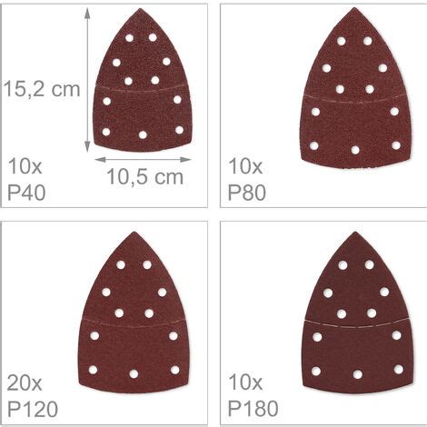 Relaxdays Sandpaper Multipurpose 105 X 152 Mm 50 Sanding Triangle