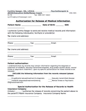 Patient Name Date Of Birth SSN Doc Template PdfFiller