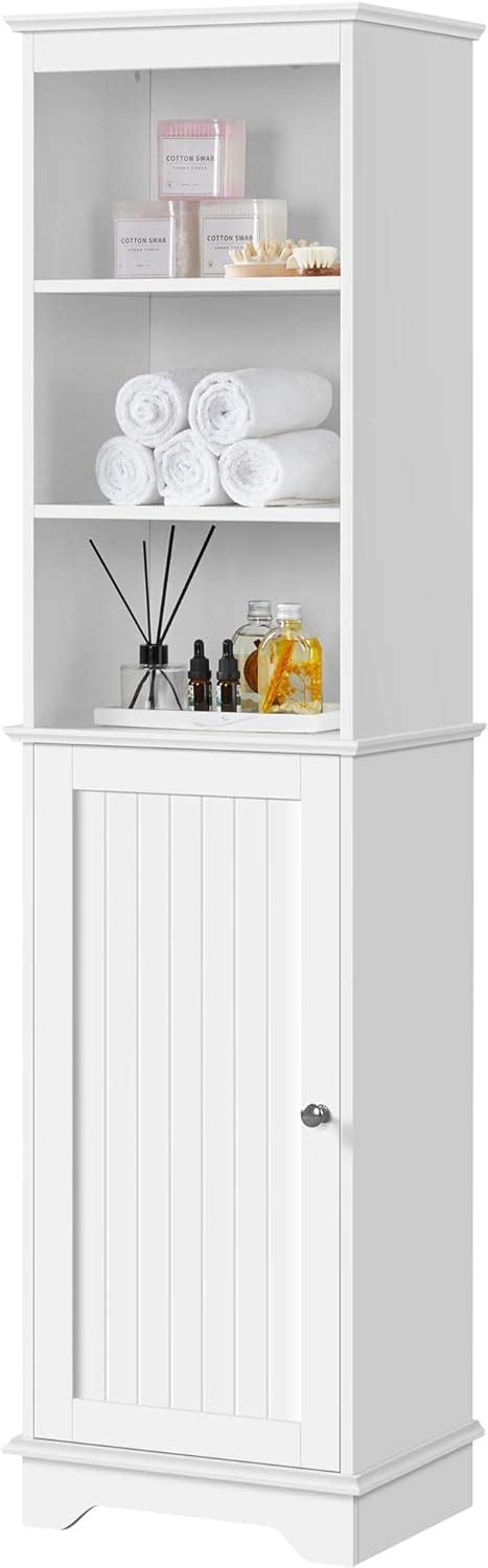 Yaheetech Freestanding Bathroom Storage Cabinet Tall Linen Cabinet With