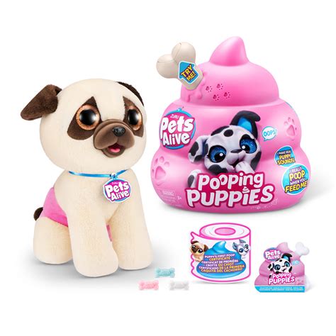 Pets Alive Pooping Puppies (Pug) by ZURU Surprise Puppy Plush, Ultra