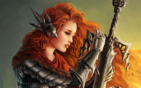 Women Redhead Warrior Artwork Fantasy Art Sword Armor Wallpapers