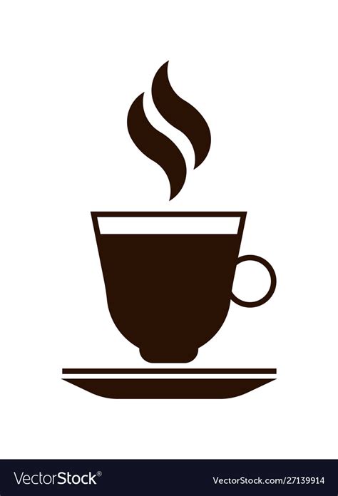 Mug Hot Drink Icon Silhouette Brown Isolated Vector Image