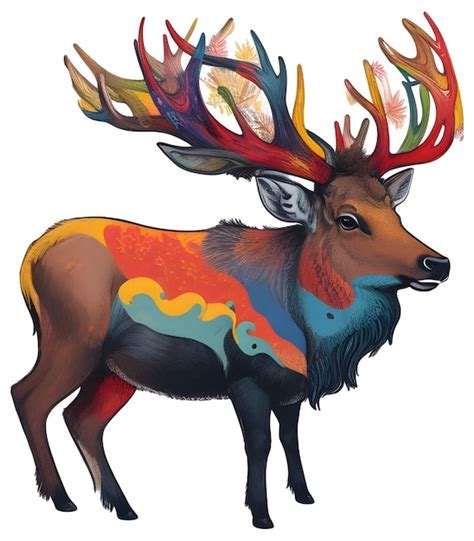 Elk Colorful Illustration Premium Ai Generated Vector