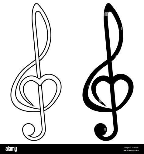 Musical Sign Treble Clef With Heart Vector Sign Of Love For Music