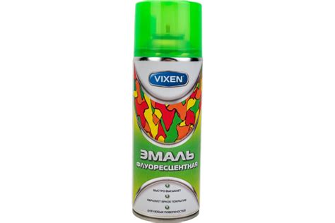 Флуоресцентная эмаль Vixen зеленый флуоресцентный, аэрозоль 520 мл VX ...