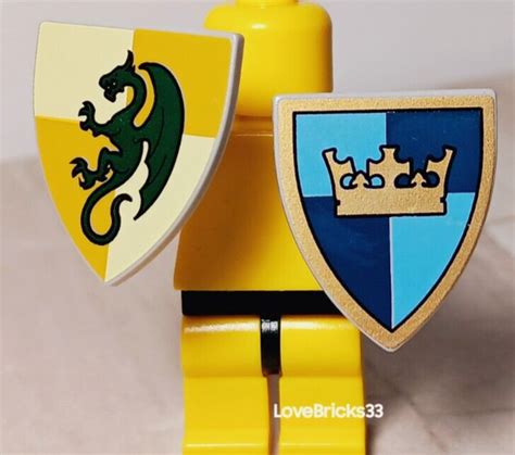 New Lego Shield Dragon Gold Crown Lot Of 2 Separate Kingdoms Checkered Handle Ebay